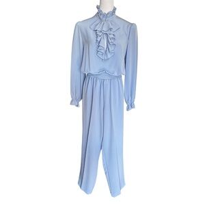 Vintage 60s Lilli Ann Adolph Schuman ILGWU Ruffle Blouse Pants Set S